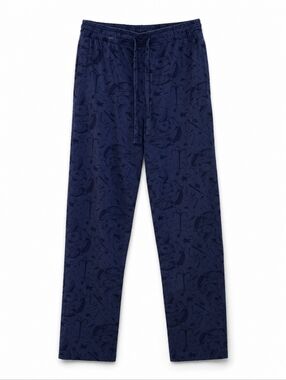 Realtree Navy Blue Fishing Print Lounge Pants Cotton Blend Pajama Bottoms